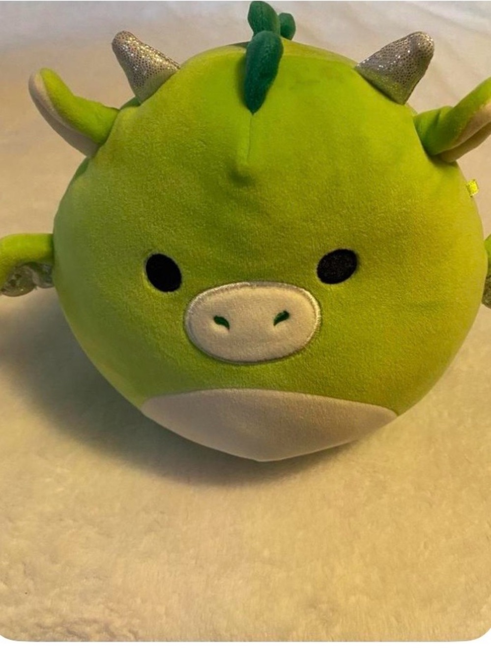 Squishmallows Green Dragon Plush with Silver Horns